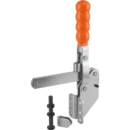 Kipp Toggle Clamp Standard Steel, Angled Foot, Comp:Plastic, Comp:Orange K0064.0300